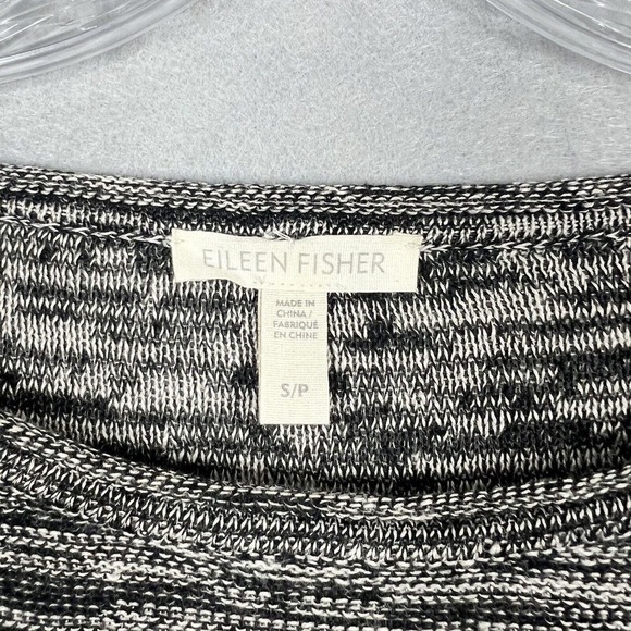 Eileen Fisher Linen Tunic Top Size Small Gray Black Striped Knit Pullover - Picture 6 of 10